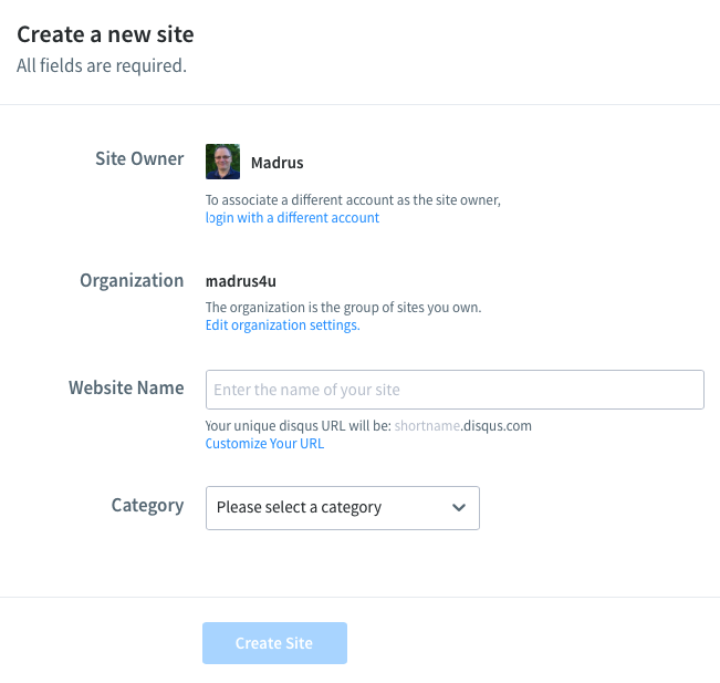 Create a new site